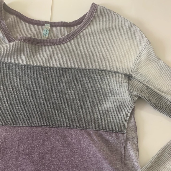 Free People waffle knit colorblock top - Picture 4 of 5